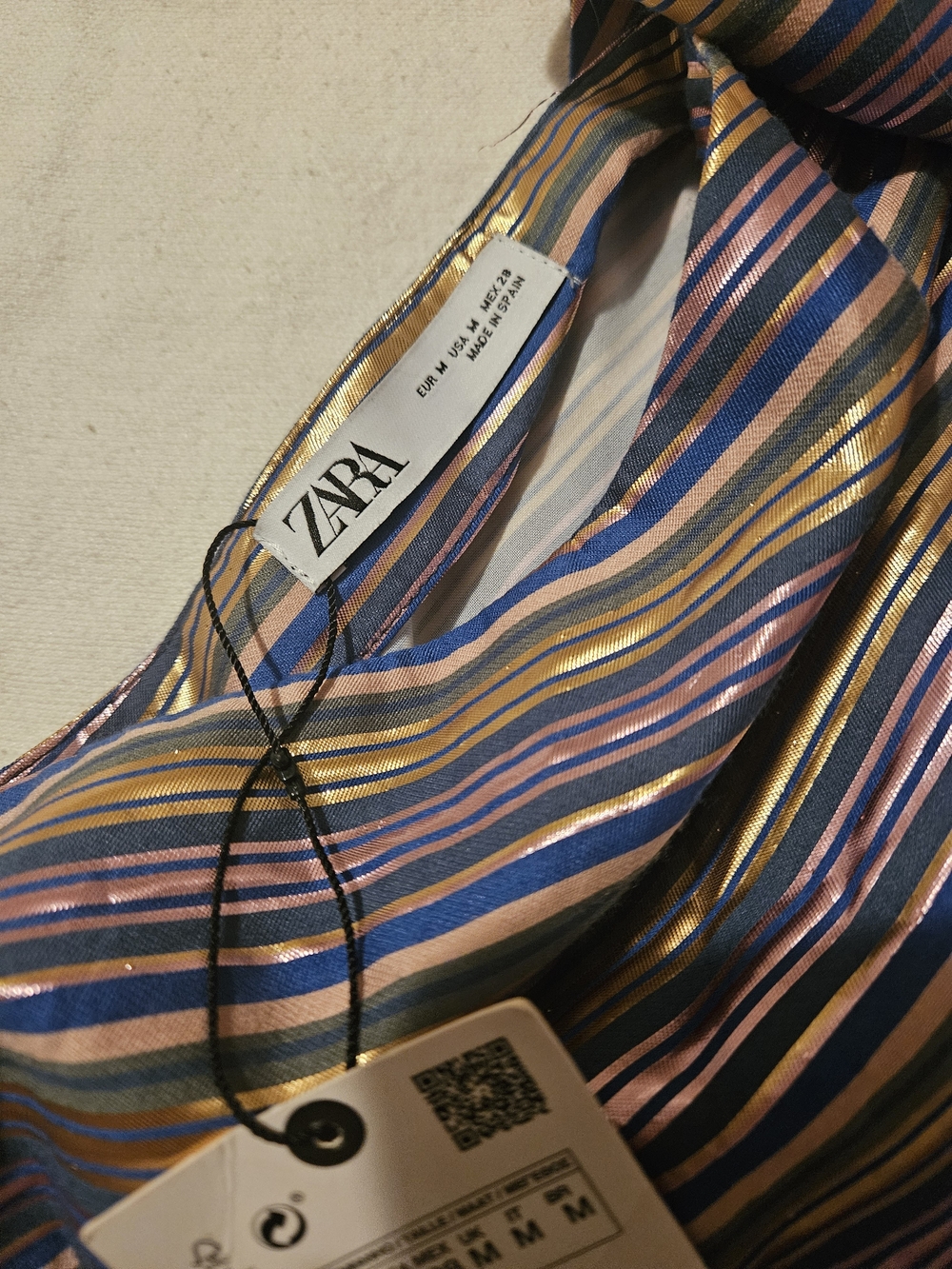 ZARA Multicolor Striped Women’s Bag with Gold Accent